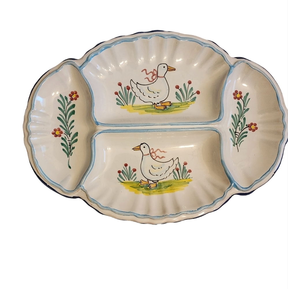 Hand painted Geese 4-Section Platter dish